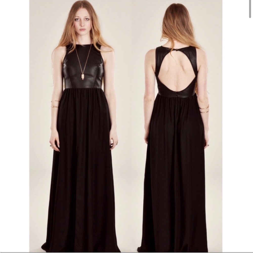 Rae Francis Jonah leather and silk maxi dress